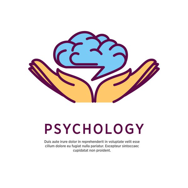 طراحی لوگوی روانشناسی با کف دست باز با مغز انسان