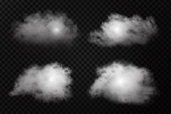 وکتور اثر ابر ایزوله واقع گرایانه بر روی پس زمینه شفاف مه یا دود واقعی برای تزئین
