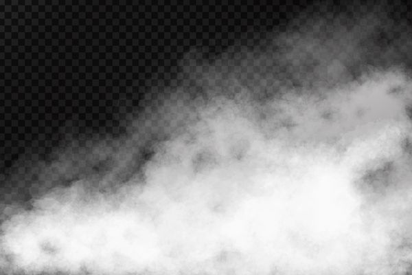 وکتور اثر دود جدا شده واقعی بر روی پس زمینه شفاف مه یا ابر واقعی برای تزئین