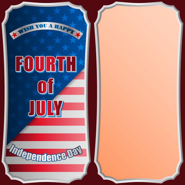 طراحی تعطیلات پس‌زمینه با متون سه بعدی و پرچم آمریکا برای جشن چهارم جولای روز استقلال آمریکا وکتور