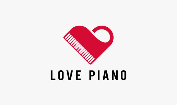 طرح‌های الگوی لوگوی موسیقی پیانو عشق وکتور