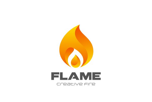 الگوی وکتور طراحی لوگوی شعله آتش سوزی
