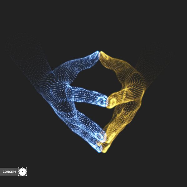 دو دست انسان ساختار اتصال مفهوم کسب و کار وکتور سه بعدی