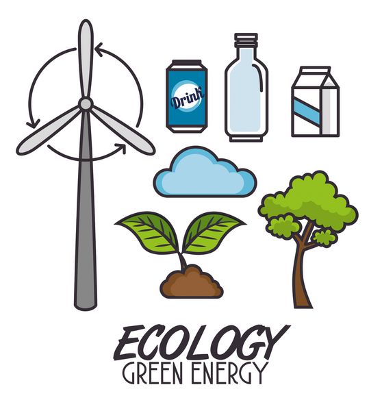 مجموعه ای از آیکون وکتور اکولوژی بازیافت محیط زیست طراحی گرافیکی