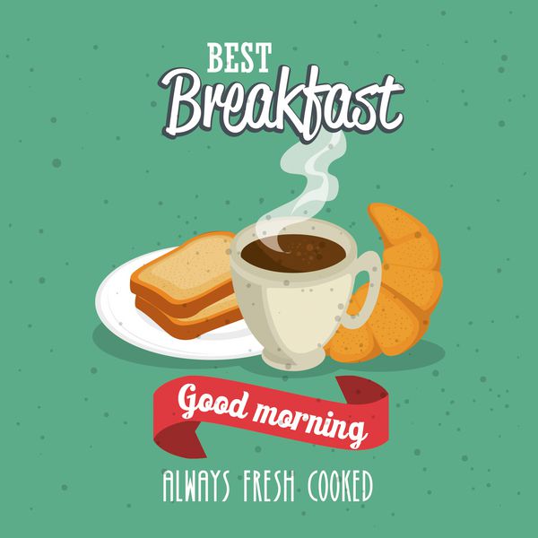 مفهوم صبحانه با طرح گرافیکی وکتور غذا و نوشیدنی