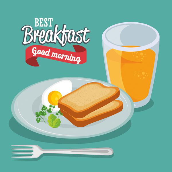 مفهوم صبحانه با طرح گرافیکی وکتور غذا و نوشیدنی