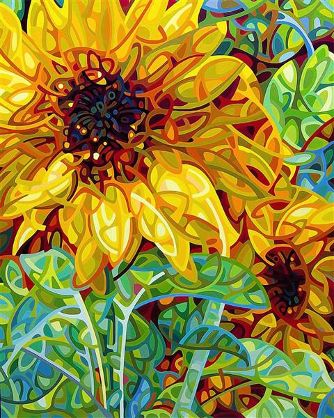 تابلو گل آفتابگردان با سبک نقاشی مدرن