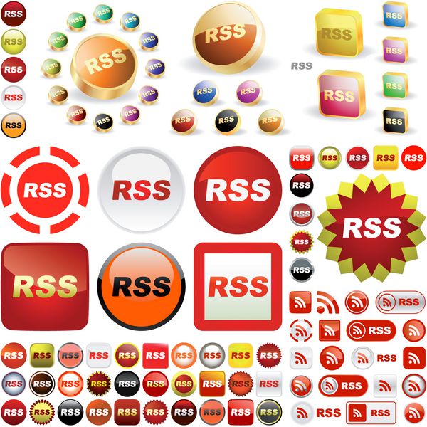 دکمه براق RSS مجموعه وکتور