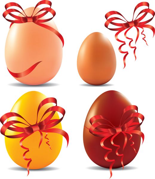 تخم مرغ عید پاک با کمان قرمز تزئین شده است
