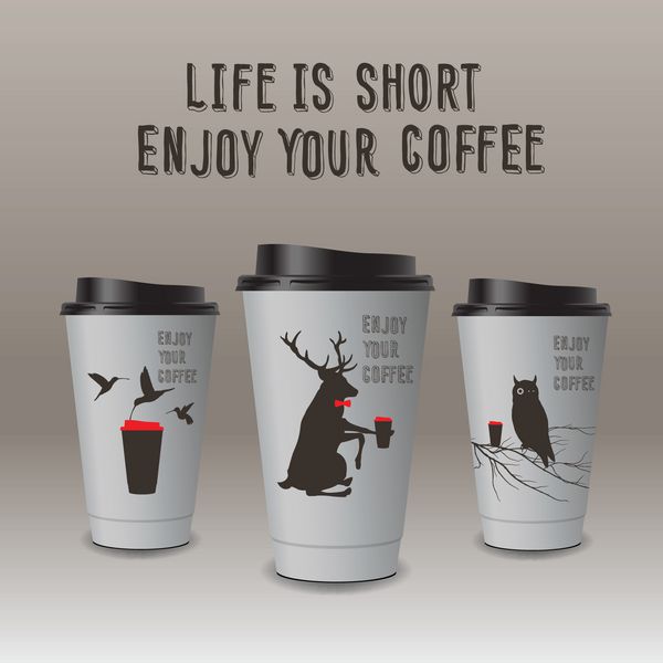 قهوه را در فنجان ترمو وکتور تصویر