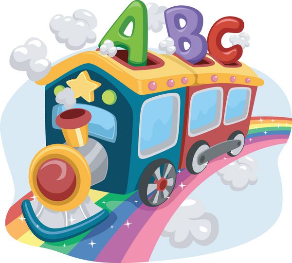 تصویری از یک قطار در یک رنگین کمان با بارگذاری ABC