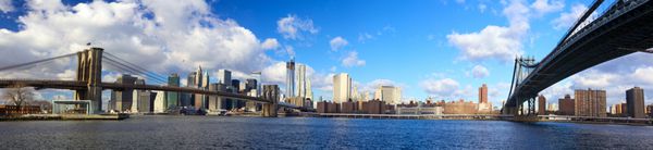 نمای پانورامای بروکلیان و منهتن پلها شهر نیویورک