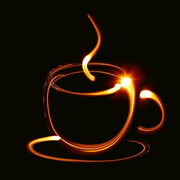 فنجان قهوه به رنگ نور