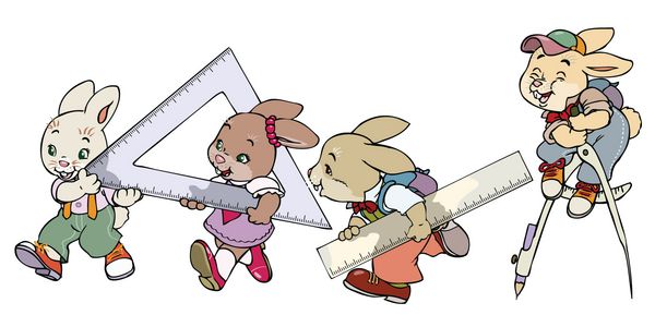 تصویر برداری خرگوش ناز رفتن به ریاضی مفهوم کارتون پس زمینه سفید