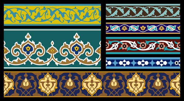 عربی بدون درز مرز مجموعه طراحی اسلامی سنتی عنصر دکوراسیون مسجد