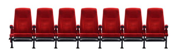 صندلی تئاتر بر روی زمینه سفید صندلی فیلم جدا شده است