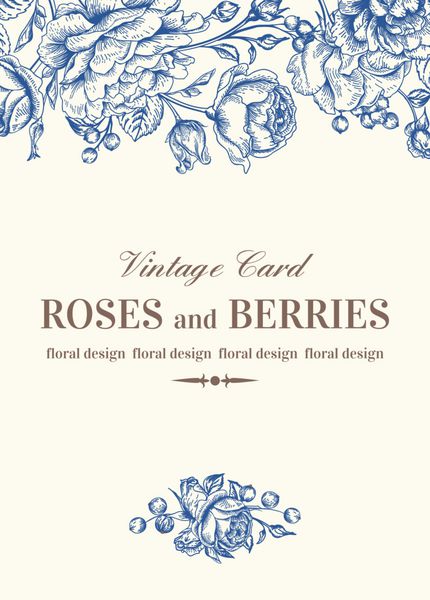عروسی کارت پستال با گل رز آبی در یک پس زمینه سفید تصویر برداری