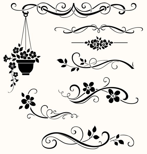 مجموعه ای از تقسیم خوشنویسی زیور آلات و عناصر گل شاخه های تزئینی بردار و گل شکلات گل زیبا