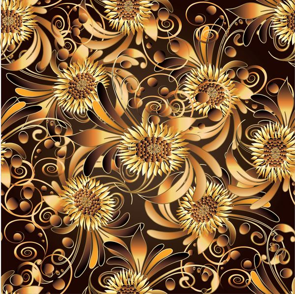 طلای لوکس گل 3d الگوی بدون درز پس زمینه تصویر زمینه تصویر زمینه با گل های سطح 3D پرنعمت چرخش برگ های رنگارنگ leavesroyal تزئینی گلدار طراحی با سایه و برجسته