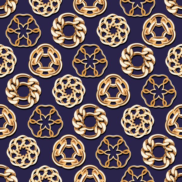 چکیده زنجیره های طلایی دایره بدون درز پس زمینه الگوی بردار الگوی جواهرات