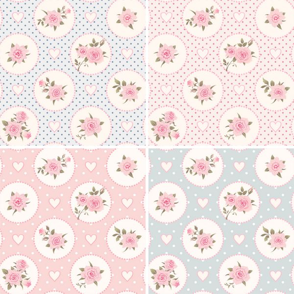 مجموعه ای از الگوهای بدون درز با گل رز و گل صورتی پس زمینه شکوفه شکوفه های گل گلدار لهستانی