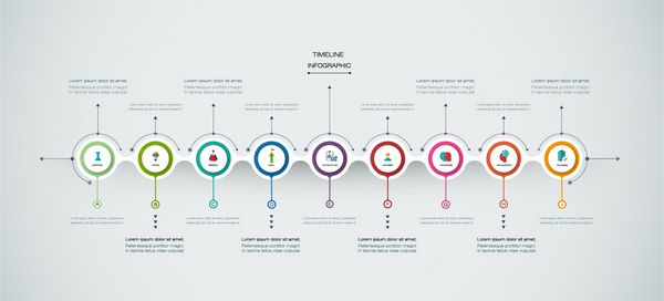 قالب infographics قالب زمان بندی با برچسب مقاله 3D پس زمینه دایره یکپارچهسازی با سیستمعامل فضای خالی برای محتوا کسب و کار infographic نمودار نمودار جریان روند نمودار خط زمان