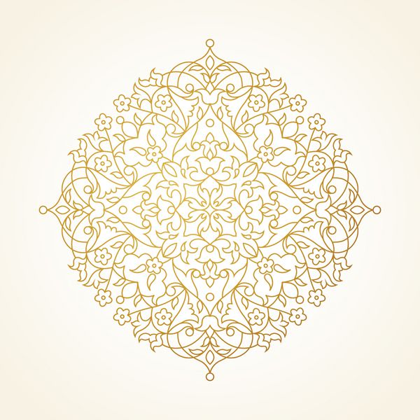 الگوی بردار مدرن در سبک شرقی عنصر فانتزی برای طراحی هنر خط الگوی دایره زینتی برای دعوت عروسی کارت تبریک دکوراسیون طلایی سنتی ماندالا
