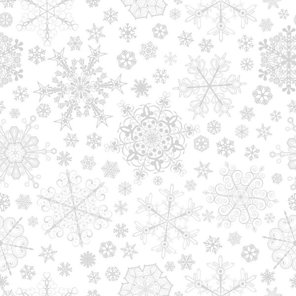 الگوی بدون درز کریسمس از برف های بزرگ و کوچک خاکستری بر روی سفید