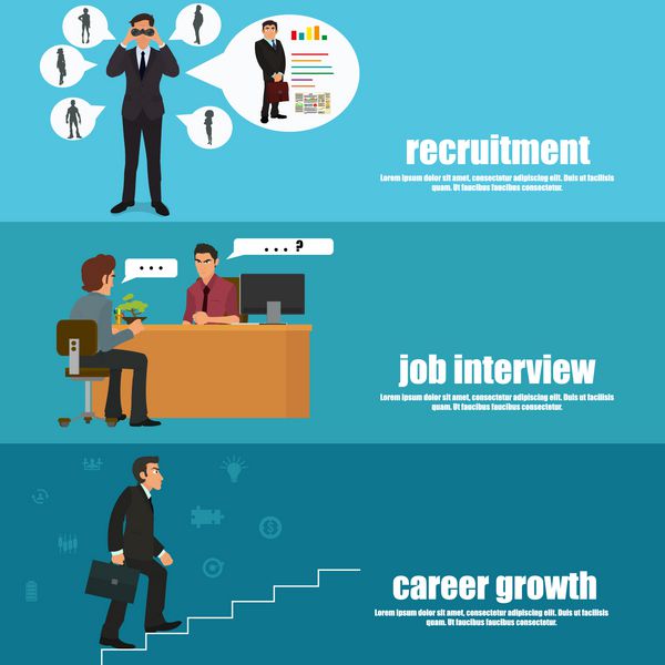 بنر تخت استخدام با استخدام مصاحبه شغلی و رشد حرفه ای تصویر برداری