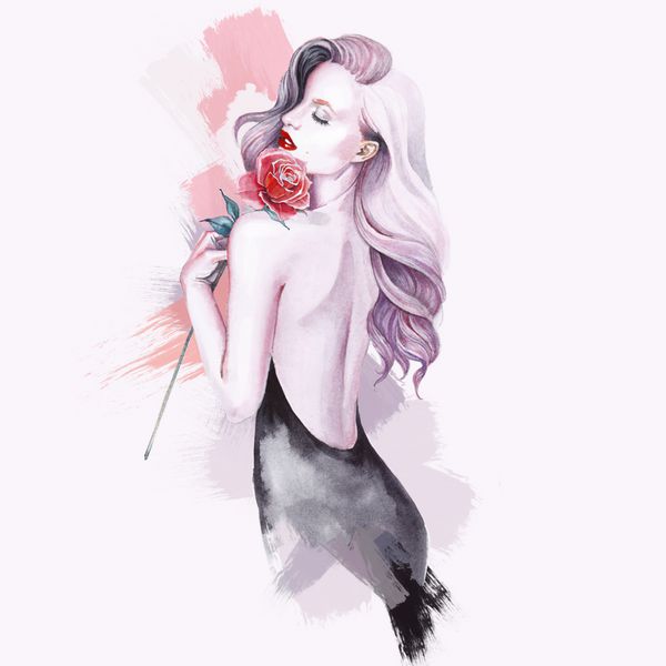 زن با گل رز