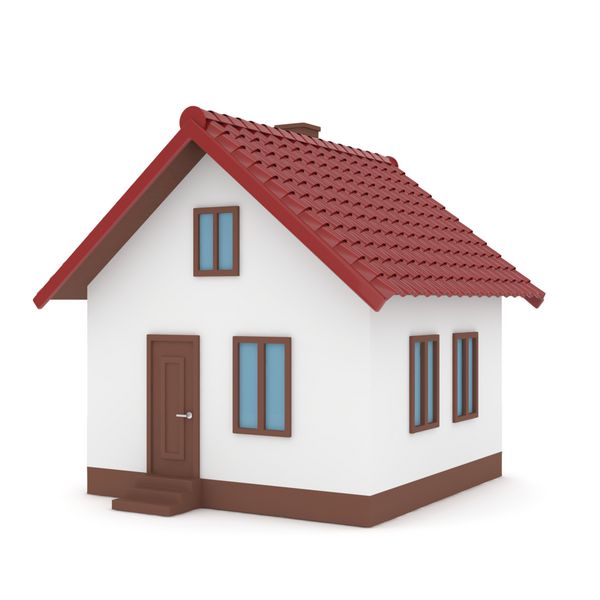 خانه جدا شده با سقف قرمز سفید رندر 3D