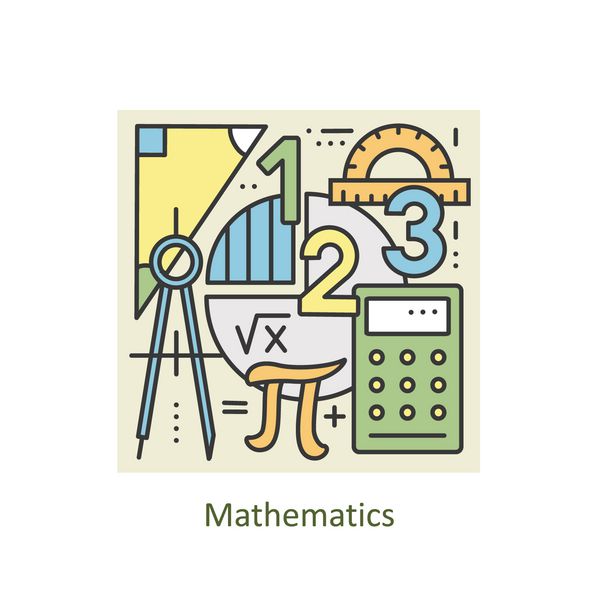 مفهوم خط نازک مرسوم مدرن ریاضی برای مدرسه دانشگاه و آموزش مجموعه بردارهای هنری سبک تخت لوگو برای طراحی های مدرن
