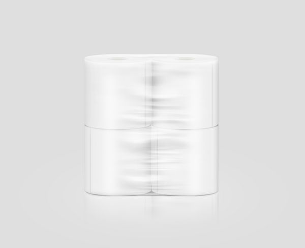 بسته بندی قالب رول بسته های کاغذی سفید جدا شده جدا مسیر قطع تصویر 3D طراحی جعبه پاکتی پاک کردن طرح بسته بندی Wc toilette toilet roll paper بسته بندی قالب شفاف بسته بندی شده