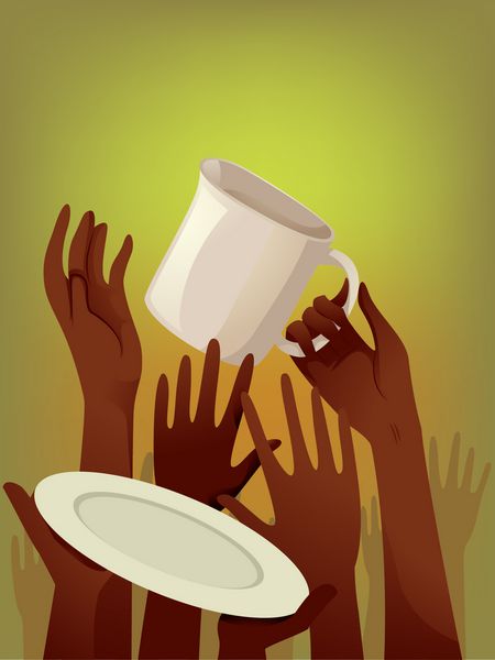 تصویر گرسنگی مردم درخواست غذا
