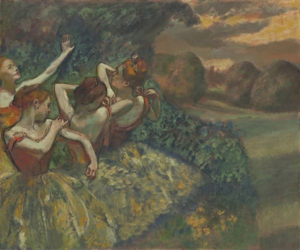 چهار توسط ادگار دگاس 1899 نقاشی Impressionist فرانسه روغن بر روی بوم چهار چهره بر اساس عکس های یک مدل در نمایه های مختلف بود و نشان دهنده ی یک Ballerina حرکت می کند