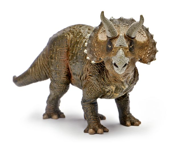 اسباب بازی دایناسورهای Triceratops جدا شده بر روی زمینه سفید با مسیر قطع
