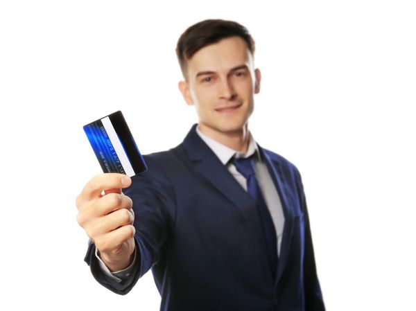 بازرگان عزیز با کارت اعتباری جدا شده بر روی سفید