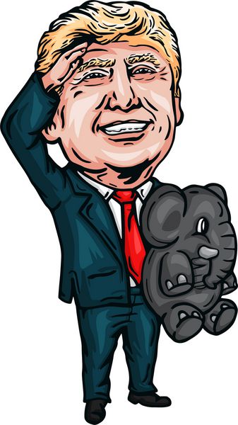 رهبر مشهور جهان سیاستمدار کاردان دونالد ترامپ بازرگان در حالی که برگزاری حزب جمهوری خواه حزب فیل
