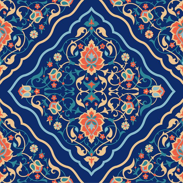 طراحی کاشی عربی الگوی بدون درز سنتی اسلامی پس زمینه گل های قومی