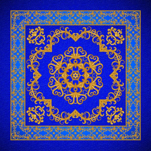 طلا عربی سبک شرقی شکل انتزاعی کاشی موزاییک قاب جعبه تزئینی درخشان پس زمینه بافت مخملی تیره آبی نقاشی دیواری نقاشی دیواری