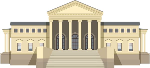 یک ساختمان دادگاه یا دولت با شش ستون