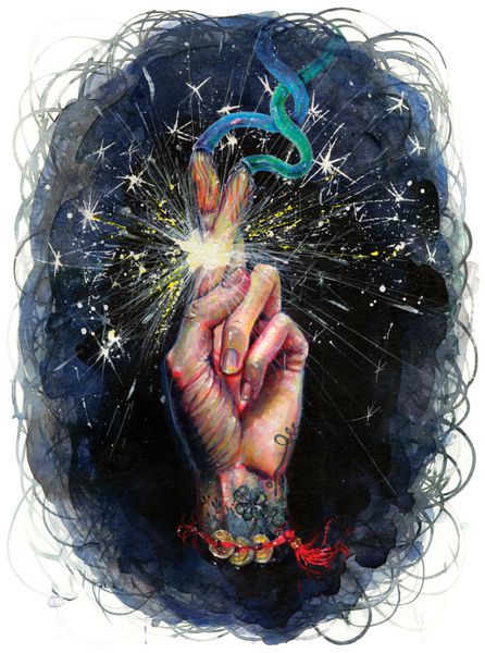 دست نقاشی آبرنگ دست نقاشی نقاشی از یک دست با انگشتان بریده را به عنوان یک نماد خوشبختی نقاشی کرد مفهوم سوءاستفاده
