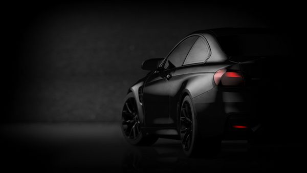 ماشین ورزشی سیاه مات با پوشش گرانج تصویر 3d