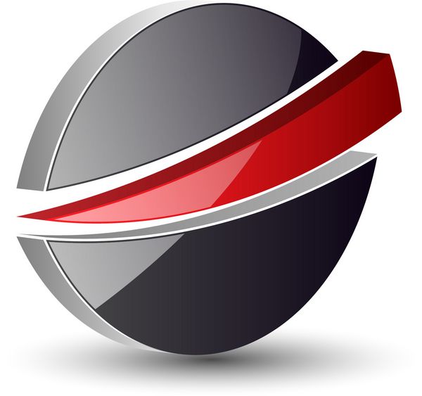 نماد انتزاعی دایره براق 3D سیاه و قرمز بردار