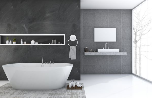 3d rendering حمام با ظرافت مدرن و آرام
