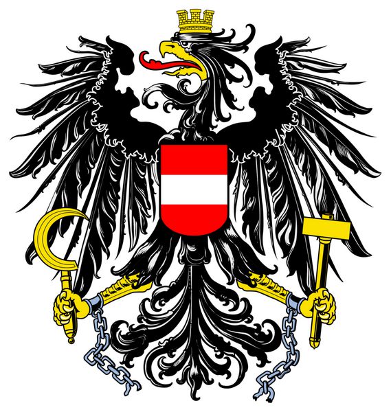 اتریش برچسب مهر و موم و یا نشان ملی جدا شده بر روی زمینه سفید