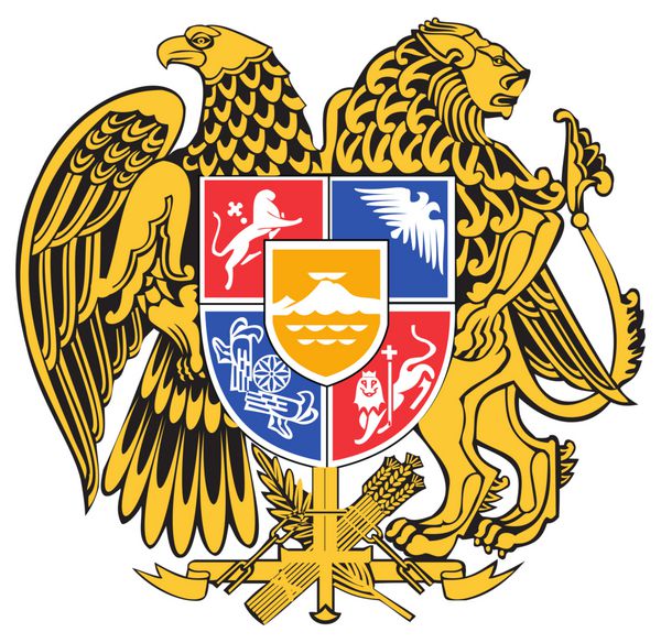 ارمنستان نشان ملی مهر و موم و یا نشان ملی جدا شده بر روی زمینه سفید