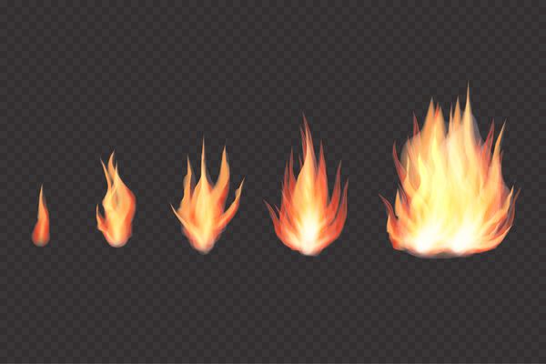 شعله آتش شفاف واقع بینانه تنظیم آتش سوزی
