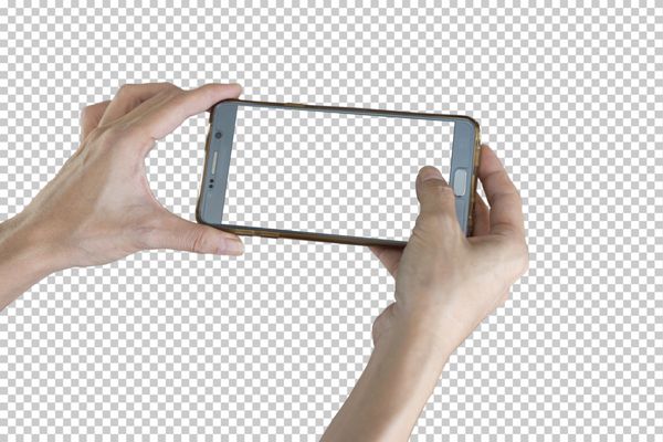 گرفتن عکس با تلفن هوشمند تلفن همراه بر روی زمینه شفاف با مسیر قطع برای صفحه نمایش جدا شده است