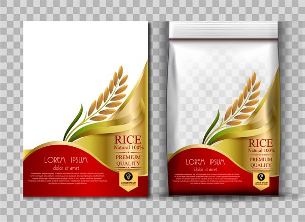 بسته بندی برنج تایلند غذا لوگو محصولات و پارچه پس زمینه هنر تایلندی بنر و قالب پوستر طراحی برنج مواد غذایی قالب گلدان و طراحی برنج